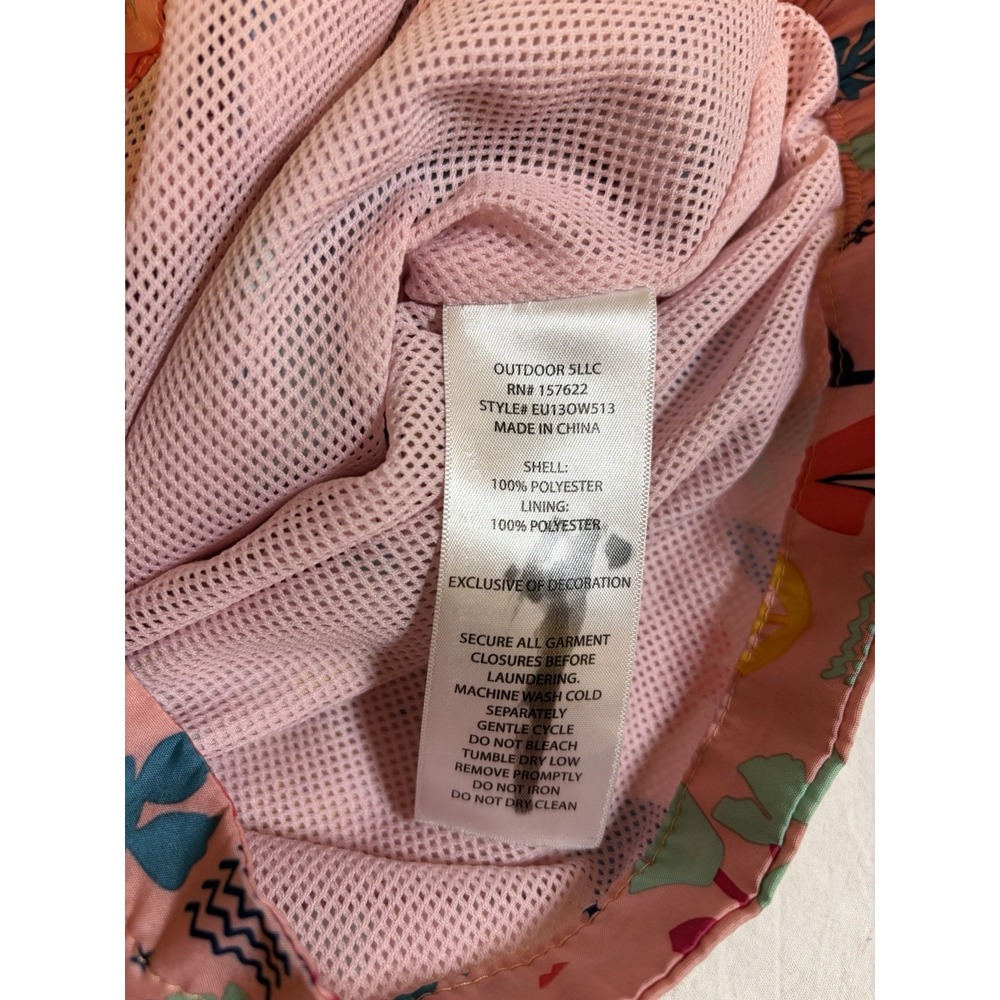 Eddie Bauer Kids Girls 7 Hooded Windbreaker Jacket Pink Floral Full Zip Pockets - Picture 10 of 12